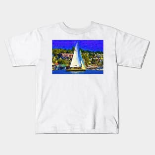 Sailboat On Lake Union Kids T-Shirt